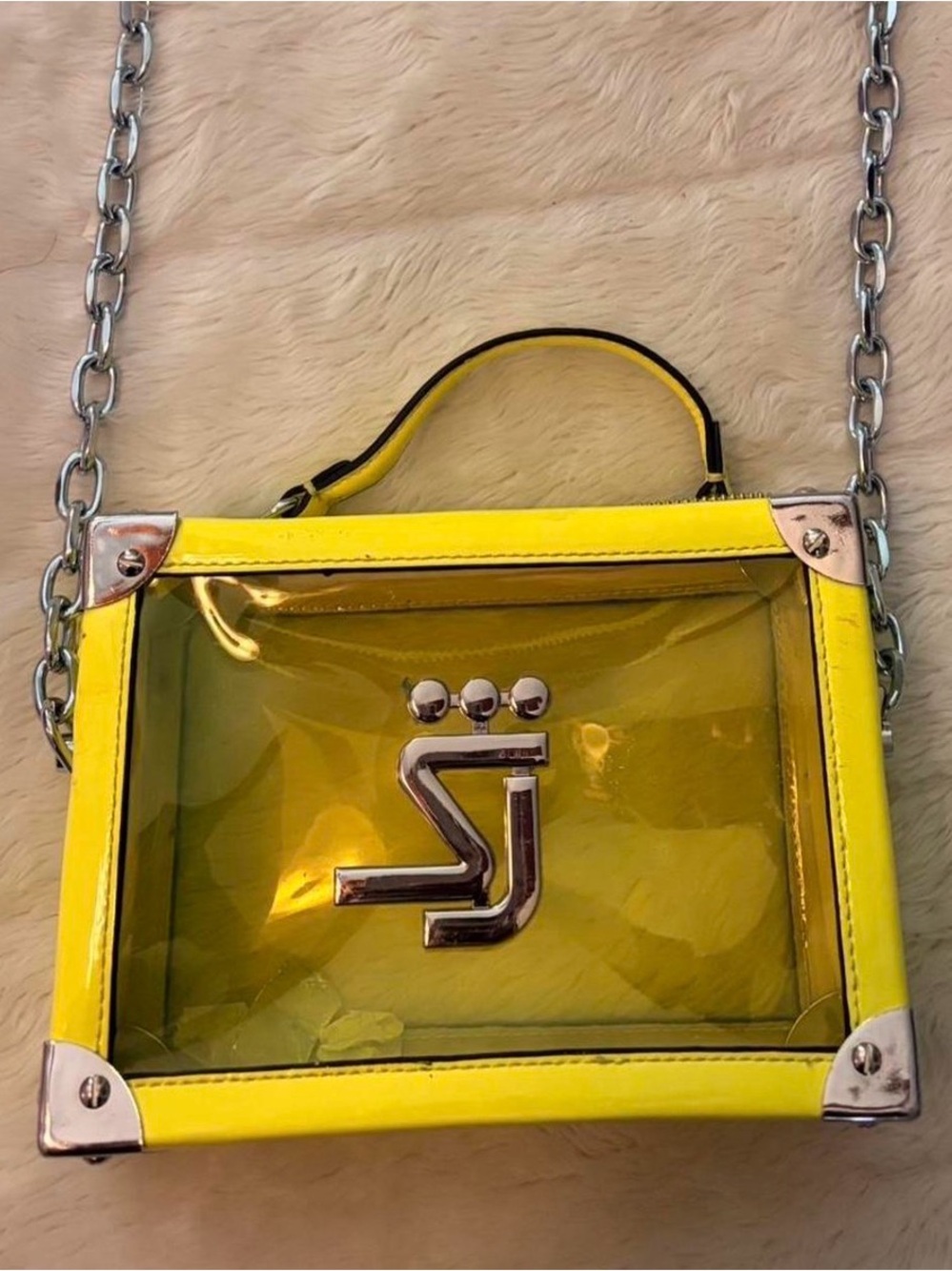 ‘Shane Justin’ Yellow Transparent Crossbody Bag